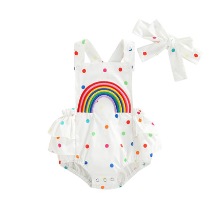 Baby Girl Rainbow Ruffle Romper First Birthday Outfit Rainbow Baby Clothes