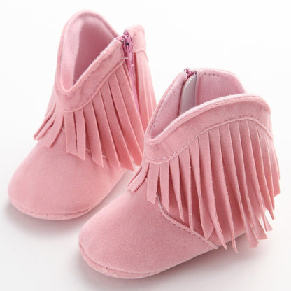 Baby Girl Fringe Moccasin Boot Shoes 7 Color Choices