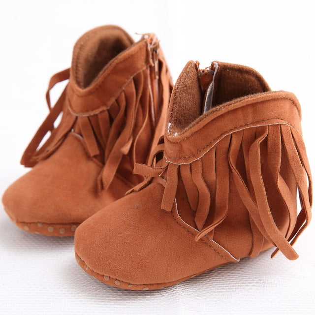 Baby Girl Fringe Moccasin Boot Shoes 7 Color Choices