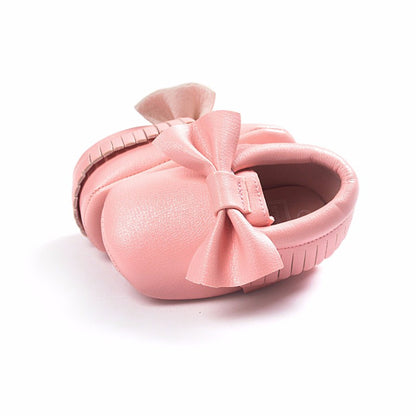 Baby Girl Moccasins with Bows First Walkers Soft Sole Shoes