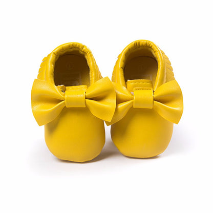 Baby Girl Moccasins with Bows First Walkers Soft Sole Shoes