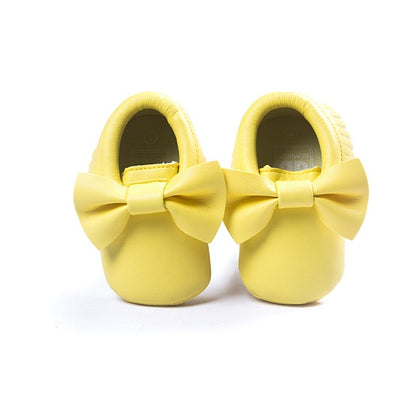 Baby Girl Moccasins with Bows First Walkers Soft Sole Shoes