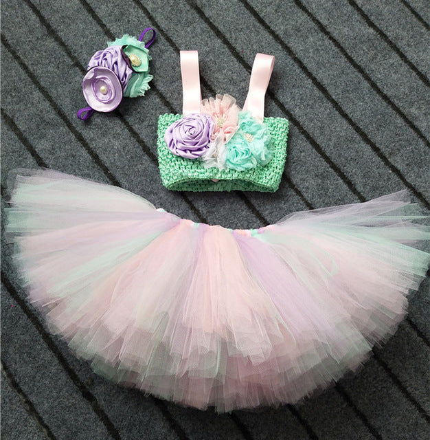 Baby Toddler Girl Tutu Birthday Set Cake Smash Dress Up Picture Outfit