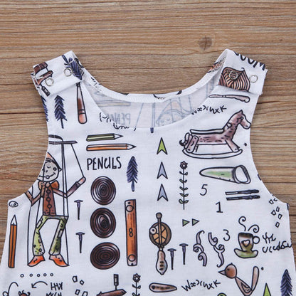 Vintage Toy Print Baby Boy Romper for Fall and Winter