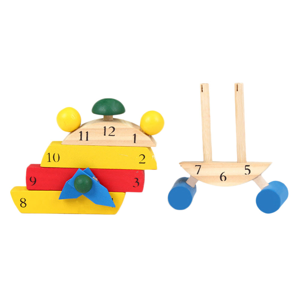 Toddler Wooden Color Digital Cognitive Learning Clock Puzzle