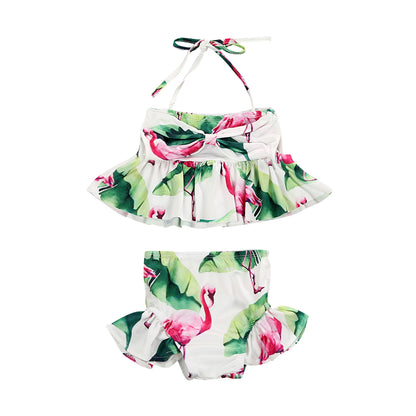 Kid Baby Girl Swimsuit Bikini Bathing Suit Flamingo Floral Tankini Bikini Set Swimwear Swimsuit Bathing Suit