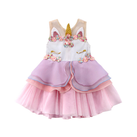 Unicorn Kids Baby Toddler Girls Formal Tutu Sleeveless Dress Party