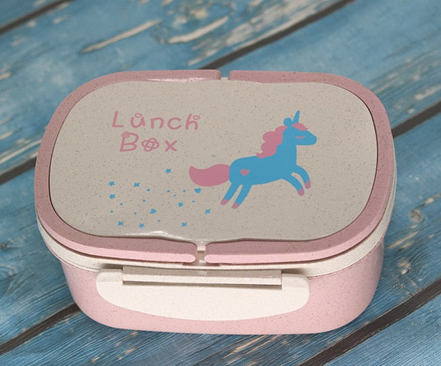 Unicorn Lunch Box for Kid Eco-Friendly Food Container Storage Bento Boxes 2 Layer Handle Girl