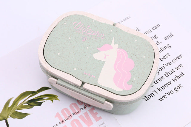 Unicorn Lunch Box for Kid Eco-Friendly Food Container Storage Bento Boxes 2 Layer Handle Girl