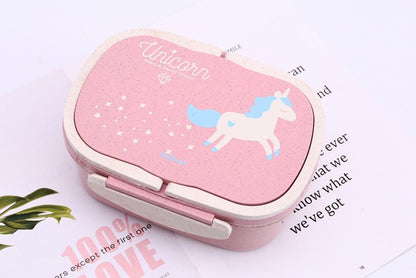 Unicorn Lunch Box for Kid Eco-Friendly Food Container Storage Bento Boxes 2 Layer Handle Girl