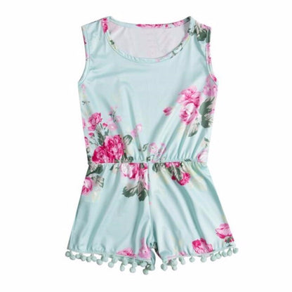 Mother Daughter Kids Maxi Dresses for Girls Romper Floral Mint Family Matching Clothes Set Outfits Summer Mommy and Me Beach Dress