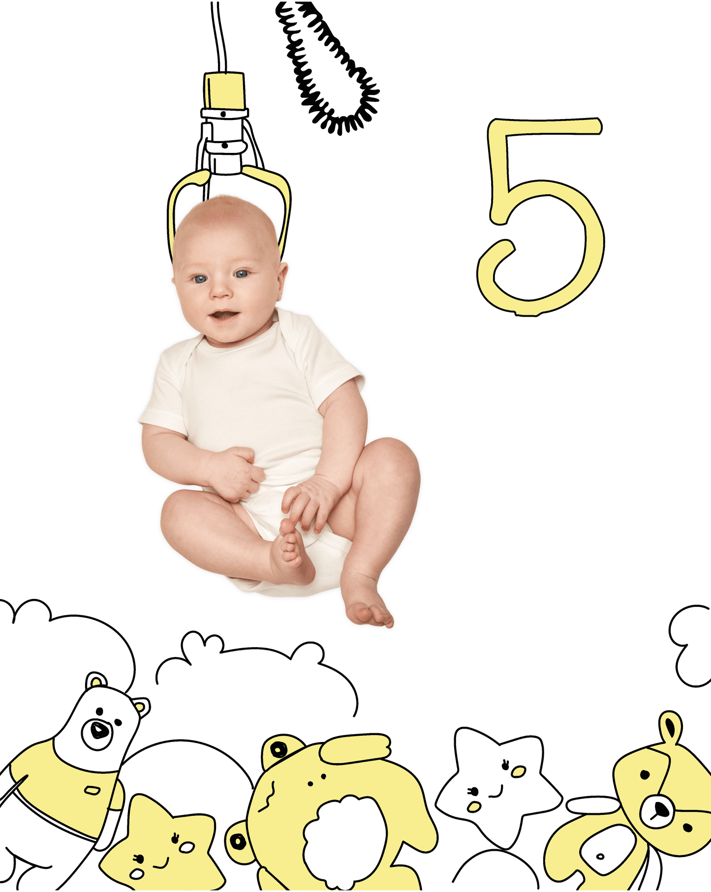 Claw Machine Sketch Baby Photo Backdrop Background Monthly Pictures Milestone Backdrop