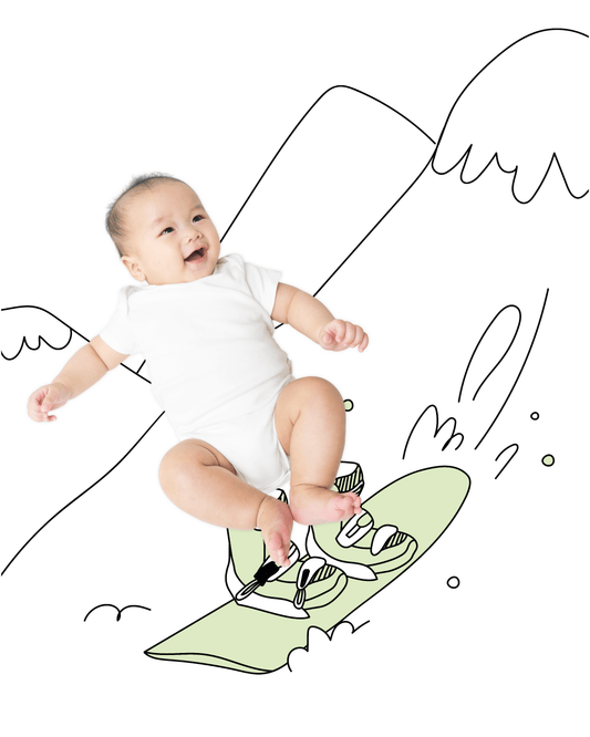 Snowboarding Sketch Baby Photo Backdrop Background Monthly Pictures Milestone Backdrop