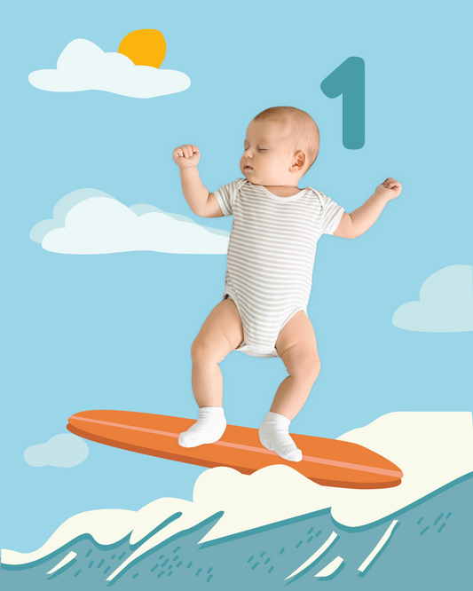 Baby Photo Backdrop Background Surf Beach Ocean Monthly Pictures Milestone Backdrop