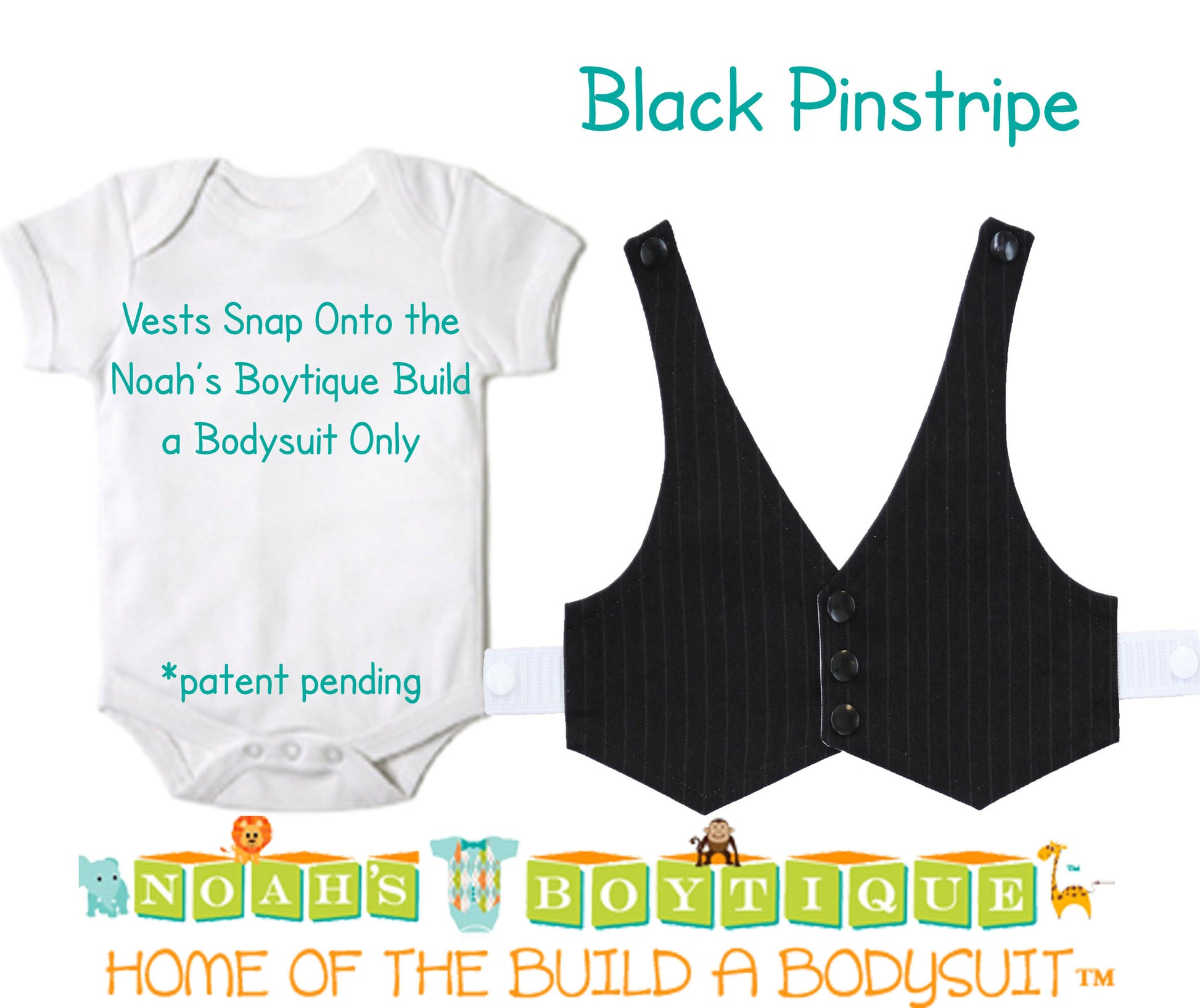 Black Pinstripe Baby Vest - Baby Tuxedo Vest - Baby Boy Wedding Vest - Baby Boy Birthday Vest - Baby Vest 