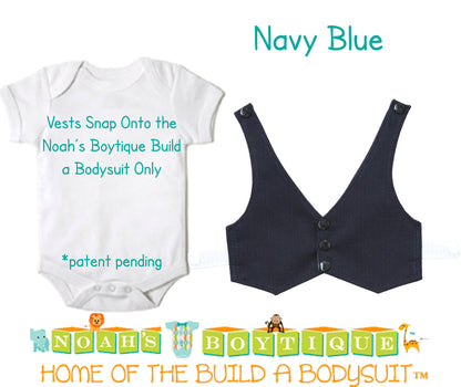 Navy Blue Baby Vest - Baby Tuxedo Vest - Baby Boy Wedding Vest - Baby Boy Birthday Vest - Baby Vest Bodysuit